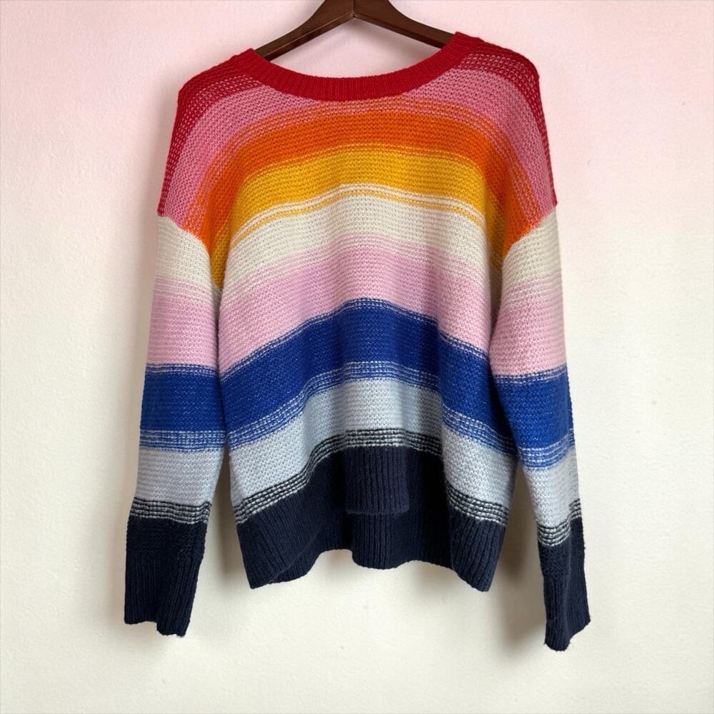 Old Navy Women’s Colorful Sweater Size L Oversized Comfy Crewneck Rainbow - Picture 2 of 12